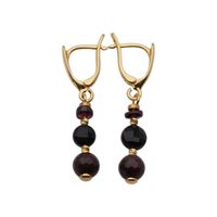 Kolczyki - Granat, czarny Turmalin w srebrze zloconym