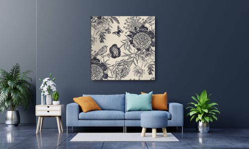 OBRAZ NA PŁÓTNIE 012 Czarne kwiaty 40x40cm na Arena.pl