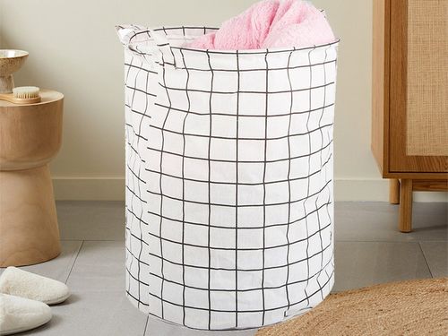 ORGANIZER KOSZ PRANIE ZABAWKI UŻYTECZNY BIAŁO- CZARNY POJEMNIK 45L na Arena.pl