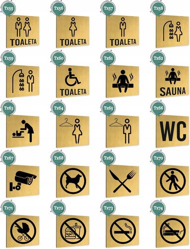 Tabliczka STRZAŁKA W DÓŁ Tablica nierdzewna PIKTOGRAM ALUMINIUM ZŁOTA na Arena.pl