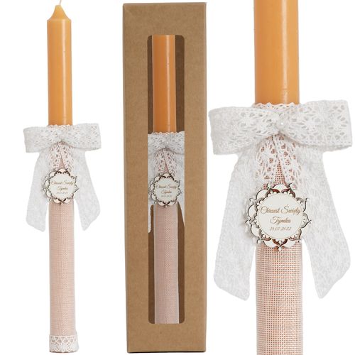 Świeca do Chrztu Świętego z naturalnego wosku z personalizacją SC-16B na Arena.pl