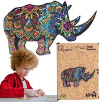 puzzle drewniane eko 72 el. rzadki nosorożec a4 puza4-01740