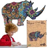 puzzle drewniane eko 72 el. rzadki nosorożec a4 puza4-01740