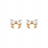 Kolczyki złote z cyrkoniami - kokardy - Mini YES