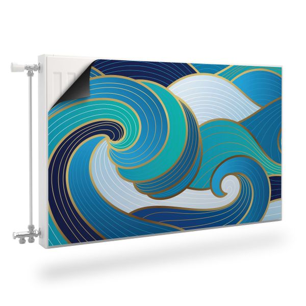 MATA Magnetyczna Na Grzejnik Abstrakcyjne Fale Line-art 120cm x 60cm zdjęcie 1