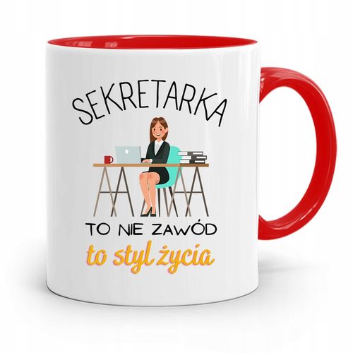 Kubek Czerwony Prezent Sekretarki To Styl Życia Z Nadrukiem Ze Zdjęciem na Arena.pl