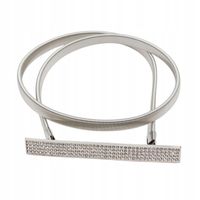 Pasek damski sprężynka prostokąt cyrkonie kolor srebrny 9,5cm