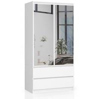 Szafa do sypialni, 2 szuflady, lustro, DORMI, 90x51x180 cm,  | TYLETEGOTU