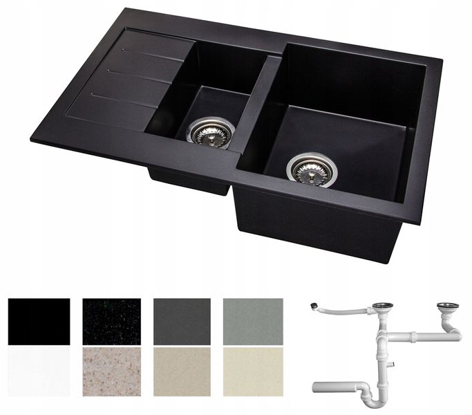 ZLEW ZLEWOZMYWAK GRANIT 8 kolorów 76x48 + SYFON zdjęcie 1