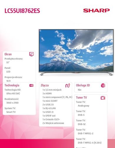 Sharp Telewizor LED 55 LC55UI8762ES na Arena.pl