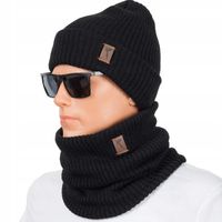 KOMPLET MĘSKI CZAPKA + KOMIN POLSKI CIEPŁY PODWÓJNY ZIMOWY WYGODNY