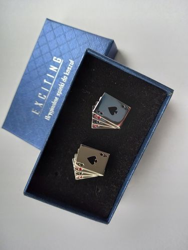 Srebrne spinki do mankietów koszul EXC Karty do Gry Cztery Asy na Arena.pl