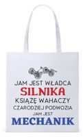 Dla Mechanika Prezent Torba Eco Biała Shopper Z Nadrukiem Ze Zdjęciem