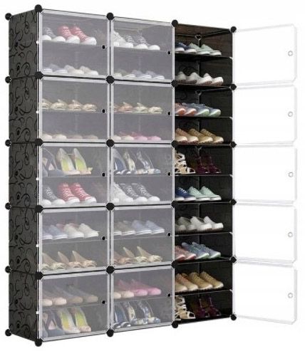 SZAFKA NA BUTY OBUWIE CZARNA MODUŁOWA REGAŁ STOJAK PÓŁKI ORGANIZER na Arena.pl