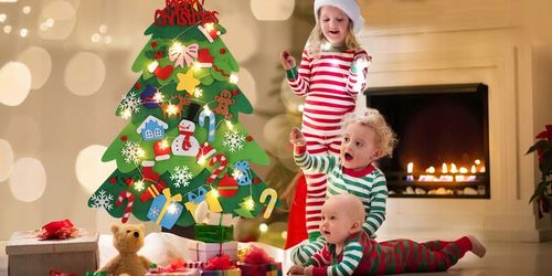 CHOINKA Z FILCU FILCOWA LED ZABAWKA DLA DZIECI DEKORACJE ŚWIĄTECZNE ŚWIĘTA na Arena.pl