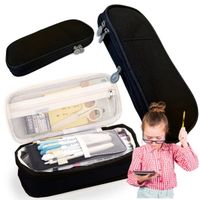 Piórnik szkolny dwukomorowy na przybory pojemny solidny funkcyjny czarny