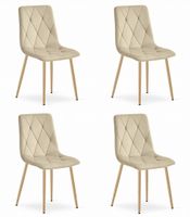 Krzesło LIBRA - jasny beż aksamit / nogi kolor drewna x 4