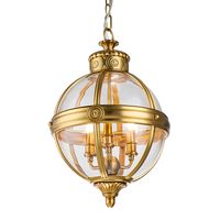 Lampa wisząca kula Adams FE-ADAMS-3P-BB Feiss przezroczysta mosiądz