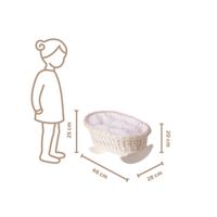 BUJANE ŁÓŻECZKO KOŁYSKA Z WIKLINY DLA LALEK Z POŚCIELĄ 46X28 H 20/25 CM uniwersalny