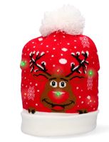 CZAPKA ZIMOWA ŚWIĄTECZNA LED ŚWIECĄCA GRUBA CIEPŁA CZAPKA NA ZIMĘ RENIFER