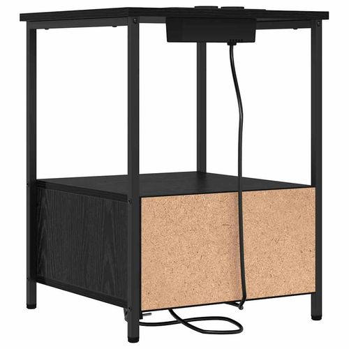 Nocna szafka z stacją ładującą z szufladą 2 pcs Czarny dąb na Arena.pl