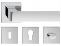 KLAMKA DRZWIOWA RUMBA CHROM BŁYSZCZ. KOMPLET ROZET