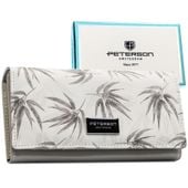 biały portfel damski z systemem rfid zamykany na zatrzask - peterson