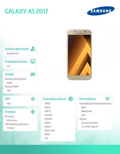 Samsung GALAXY A5 2017 GOLD na Arena.pl