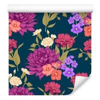 Tapeta do jadalni kwiaty fiołki liście vintage