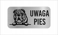 GRAWER Tabliczka nierdzewna laminat 20x10 cm UWAGA PIES PUG MOPS
