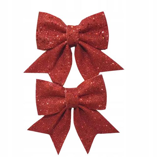 KOKARDA ŚWIĄTECZNA 2SZT CZERWONA BŁYSZCZĄCA 15CM NA CHOINKĘ DRZWI OKNO na Arena.pl