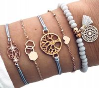 Zestaw Bransoletek Złotych 5 Serce Drzewko Tree