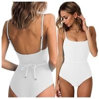 STRÓJ KĄPIELOWY KOSTIUM BIAŁY MODELUJĄCY MONOKINI PASEK TOP BODY PLAŻA S
