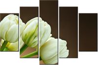 100CM 150CM OBRAZ 5 ELEM BIAŁE TULIPANY ŚCIENNY