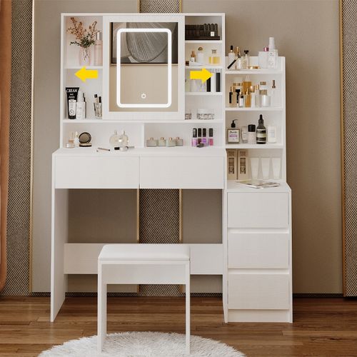 Kosmetiktisch mit Hocker und LED-Spiegel – Glamorous Loft na Arena.pl