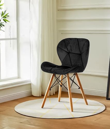 Komplet 4 krzeseł welurowych do jadalni i salonu czarne na Arena.pl