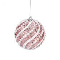 ozdoba świąteczna bombka perełki różowa 1szt ksn150