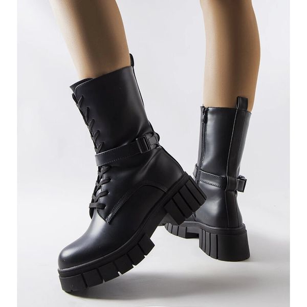 Czarne sznurowane botki-workery r.37 zdjęcie 3