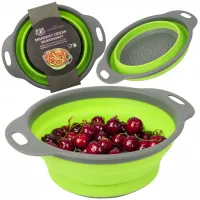 DURSZLAK SKŁADANY SILIKONOWY CEDZAK Z UCHWYTAMI DO PŁUKANIA WARZYW OWOCÓW