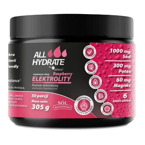 ALLHydrate - Elektrolity Raspberry 305g na Arena.pl