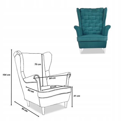 Zestaw wypoczynkowy Carol sofa fotele paski turkusowy na Arena.pl