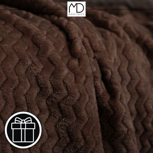 Koc pled narzuta 200x220cm na łóżko ciepły miękki prezent wzór brązowy brąz na Arena.pl