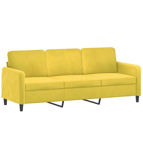 3-osobowa sofa z poduszkami, żółta, 180 cm, aksamit na Arena.pl