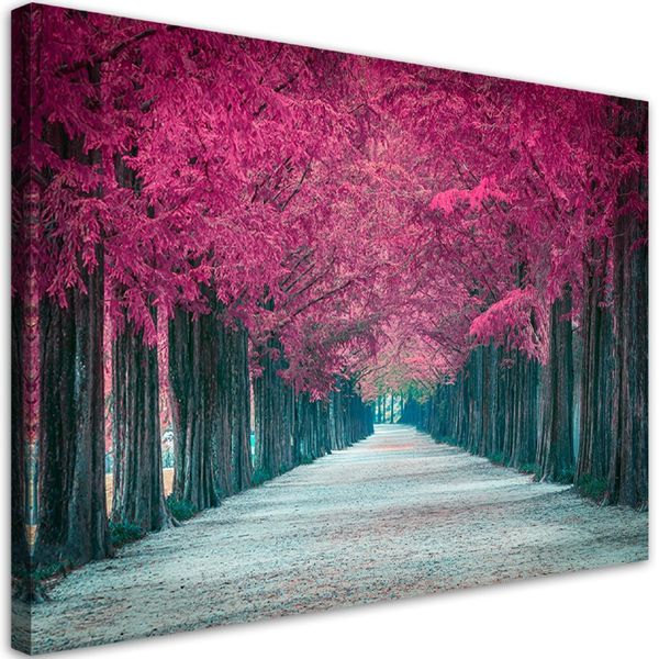 Emaga Obraz na płótnie, Aleja różowych drzew - 90x60 zdjęcie 1