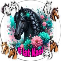 OPŁATEK NA TORT 20CM - KOŃ HORSE DEKORACJA URODZINOWA + IMIĘ 15CM 18CM