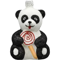 Bombka choinkowa szklana: Panda z lizakiem
