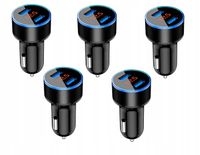 Zestaw 5 X Ładowarka Samochodowa 2 xUSB 3,1A LED
