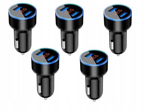 Zestaw 5 X Ładowarka Samochodowa 2 xUSB 3,1A LED na Arena.pl