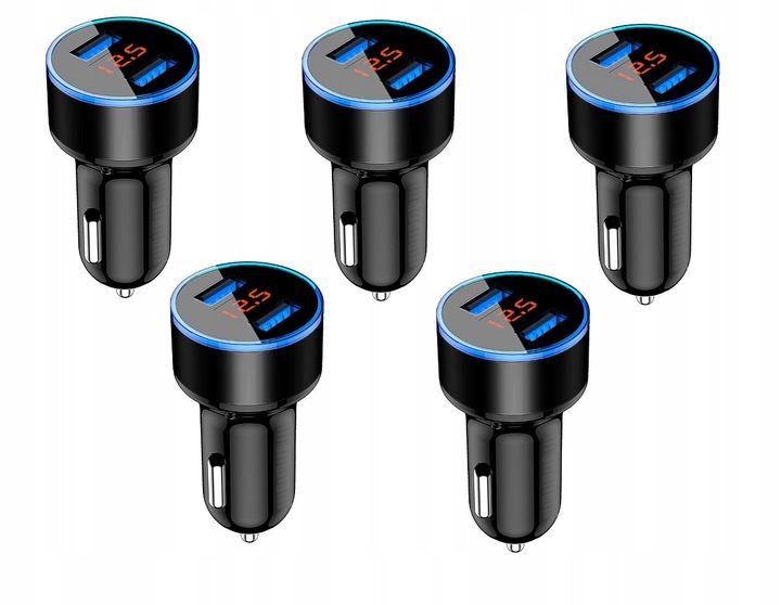 Zestaw 5 X Ładowarka Samochodowa 2 xUSB 3,1A LED zdjęcie 1