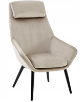 Fotel wypoczynkowy taupe Toni welwet nowoczesny do salonu i sypialni